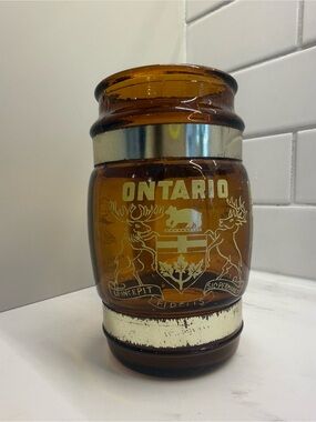 Vintage amber glass Ontario souvenir mug